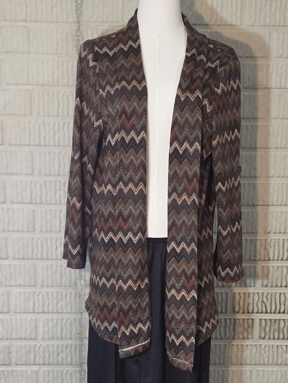 Fall Brown Chevron Duster Cardigan Medium